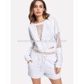 Fishnet Panel Crop Pullover avec des shorts de fabrication en gros de mode femmes vêtements (TA4027SS)